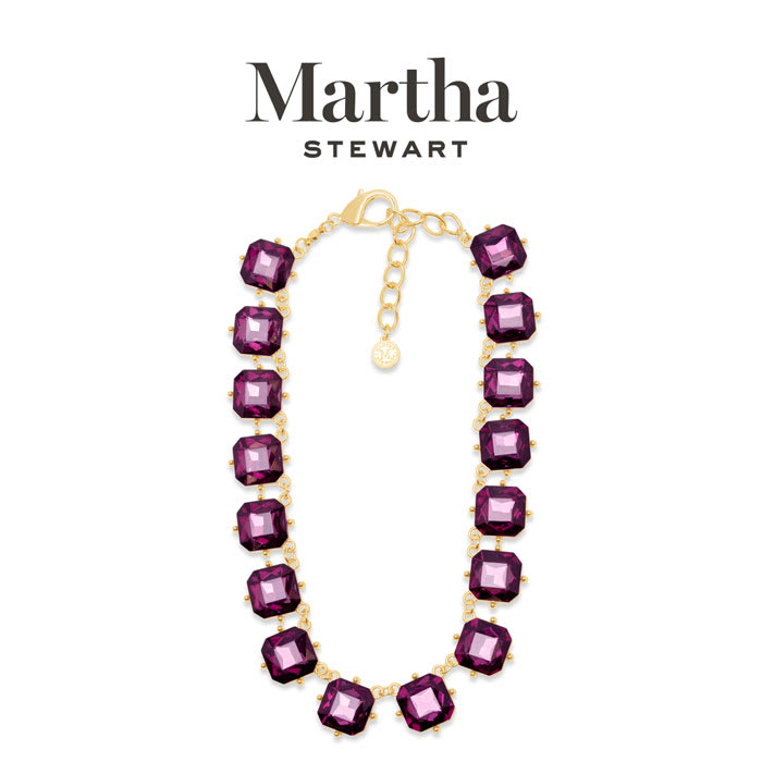Martha Stewart Cushion Crystal Statement Necklace, Purple