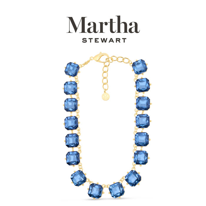 Martha Stewart Cushion Crystal Statement Necklace, Blue