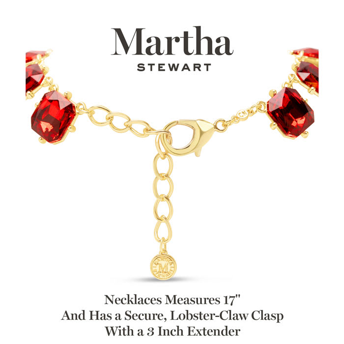 Martha Stewart Cushion Crystal Statement Necklace, Red