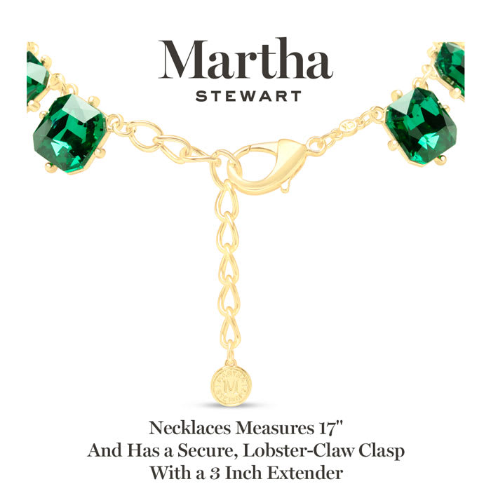 Martha Stewart Cushion Crystal Statement Necklace, Green