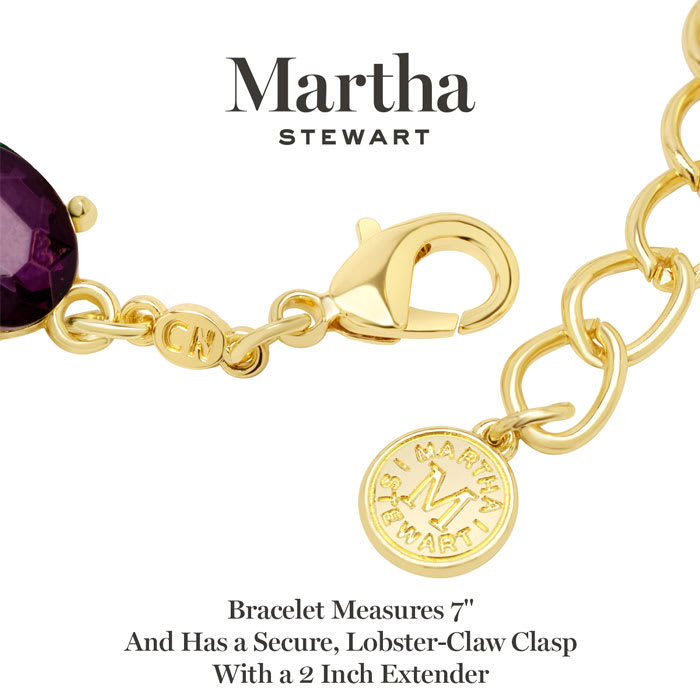 Martha Stewart Oval Crystal Statement Bracelet, Purple