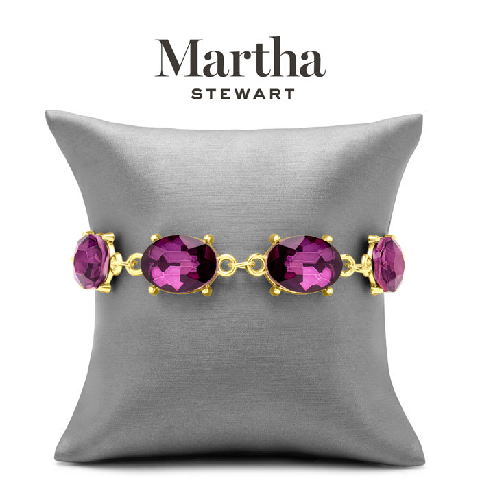 Martha Stewart Oval Crystal Statement Bracelet, Purple