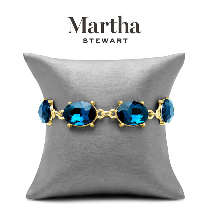 Martha Stewart Oval Crystal Statement Bracelet, Blue