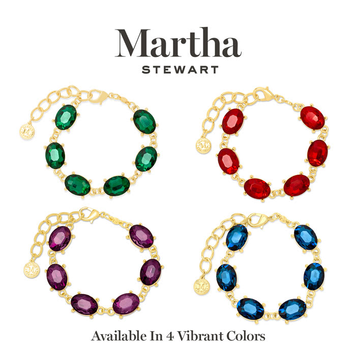 Martha Stewart Oval Crystal Statement Bracelet, Red