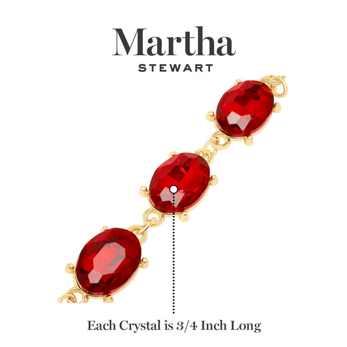 Martha Stewart Oval Crystal Statement Bracelet, Red