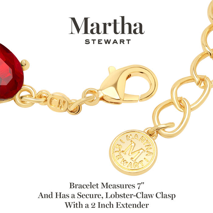 Martha Stewart Oval Crystal Statement Bracelet, Red