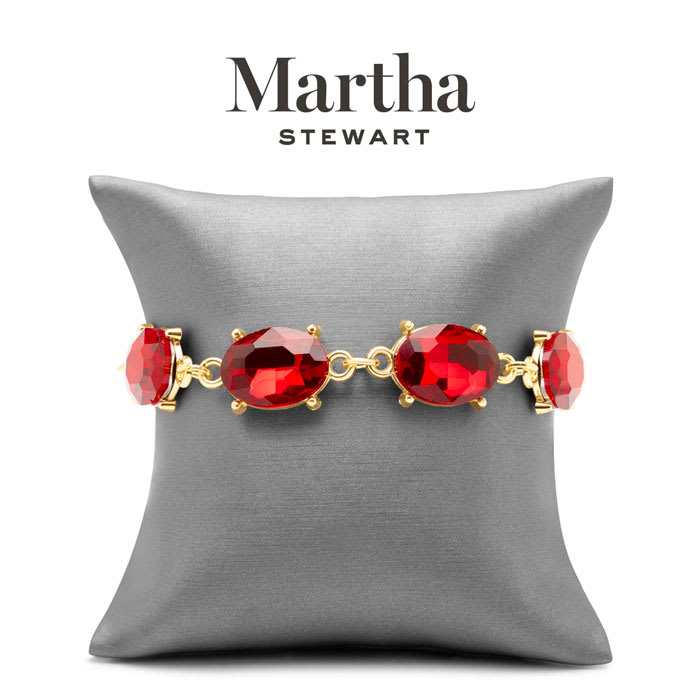 Martha Stewart Oval Crystal Statement Bracelet, Red