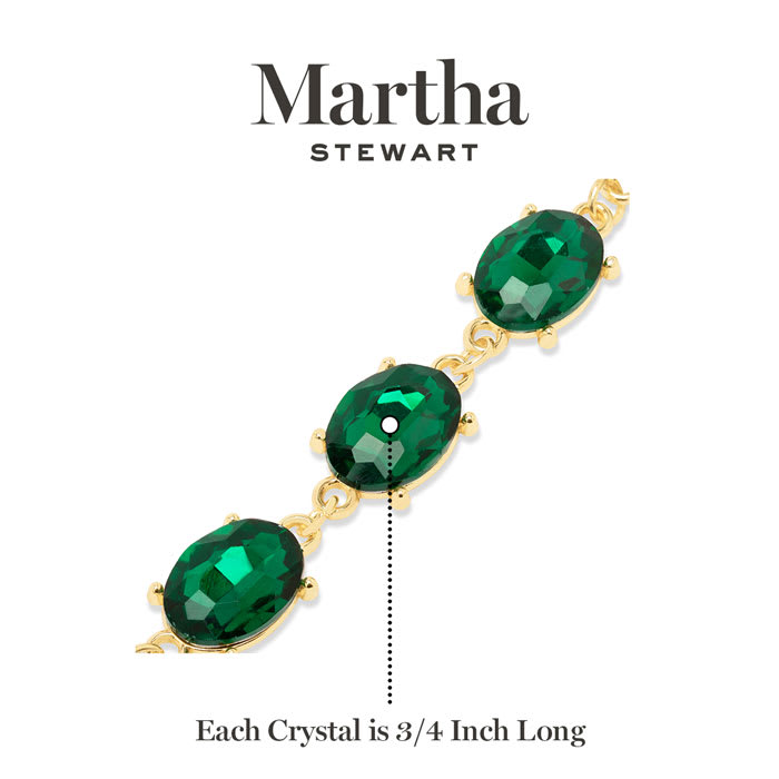 Martha Stewart Oval Crystal Statement Bracelet, Green