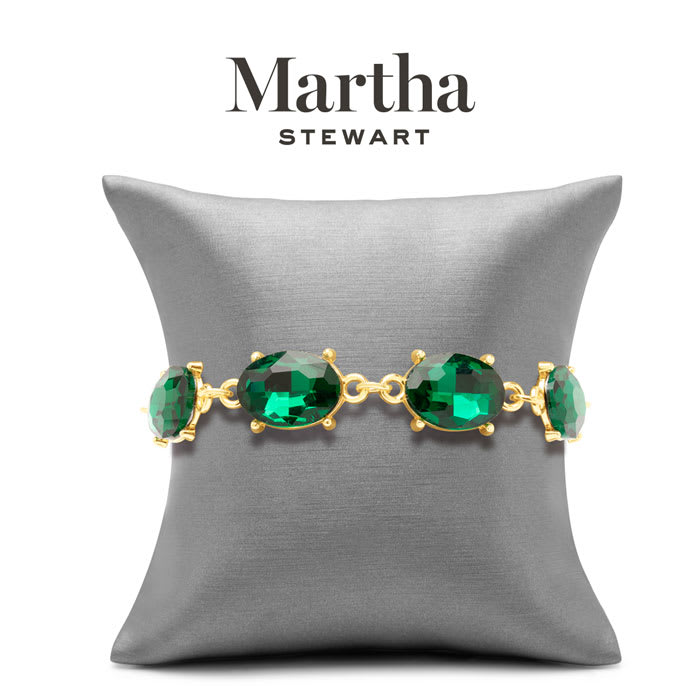 Martha Stewart Oval Crystal Statement Bracelet, Green
