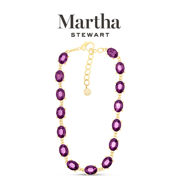 Martha Stewart Oval Crystal Statement Necklace, Purple