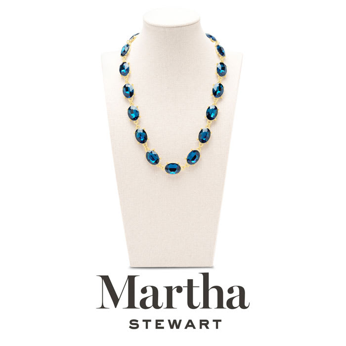 Martha Stewart Oval Crystal Statement Necklace, Blue
