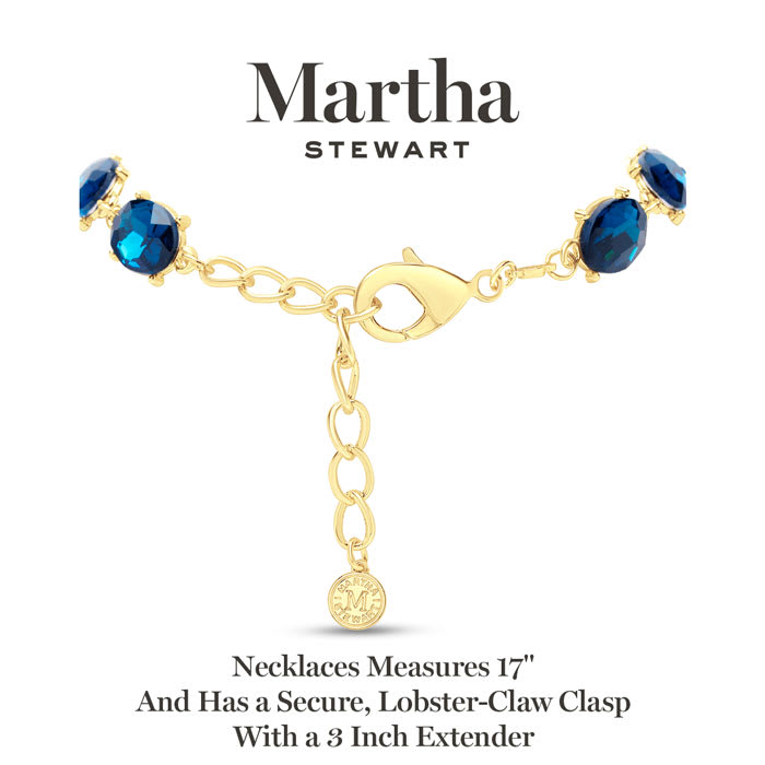 Martha Stewart Oval Crystal Statement Necklace, Blue