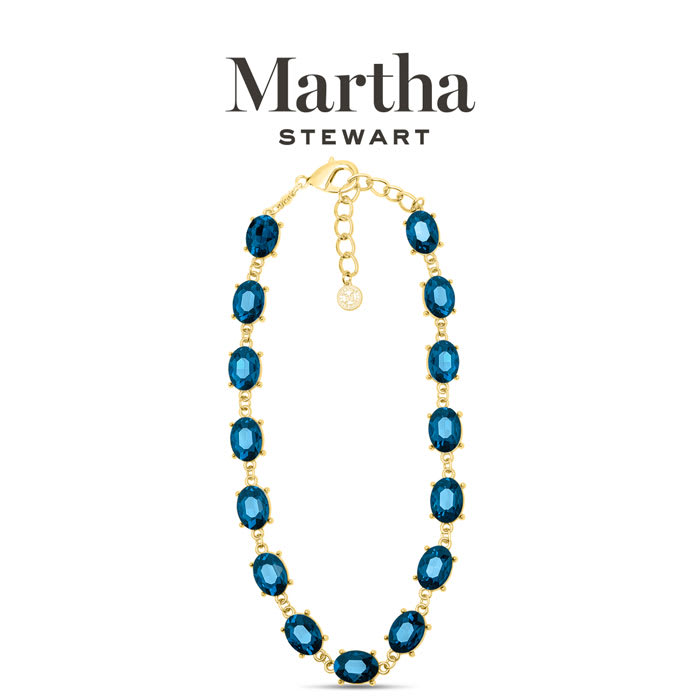 Martha Stewart Oval Crystal Statement Necklace, Blue