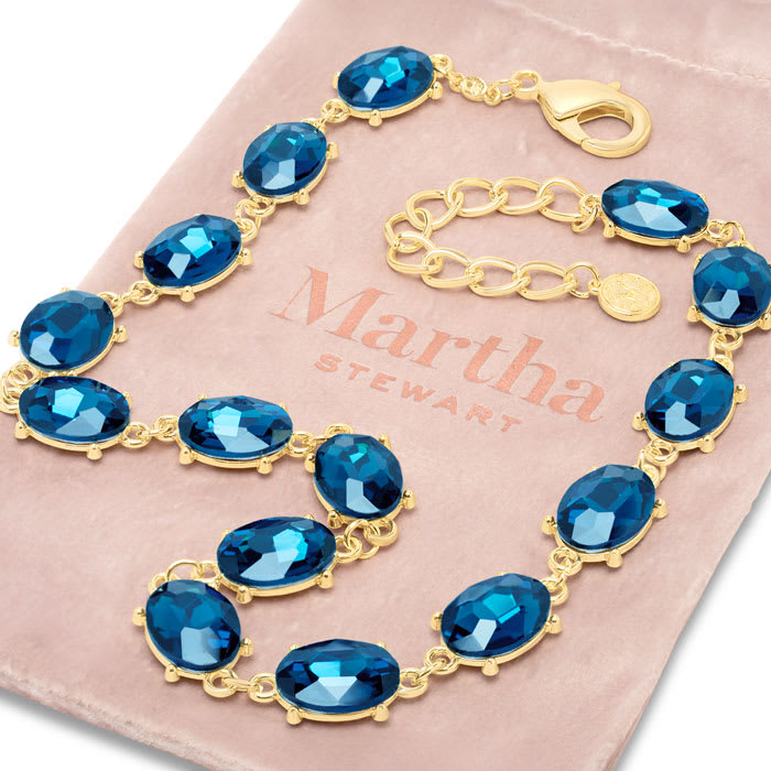 Martha Stewart Oval Crystal Statement Necklace, Blue