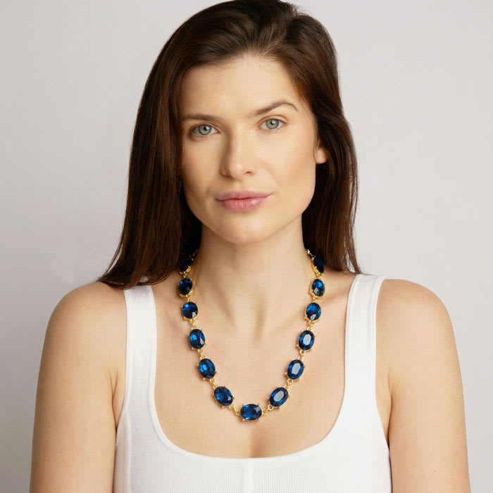Martha Stewart Oval Crystal Statement Necklace, Blue