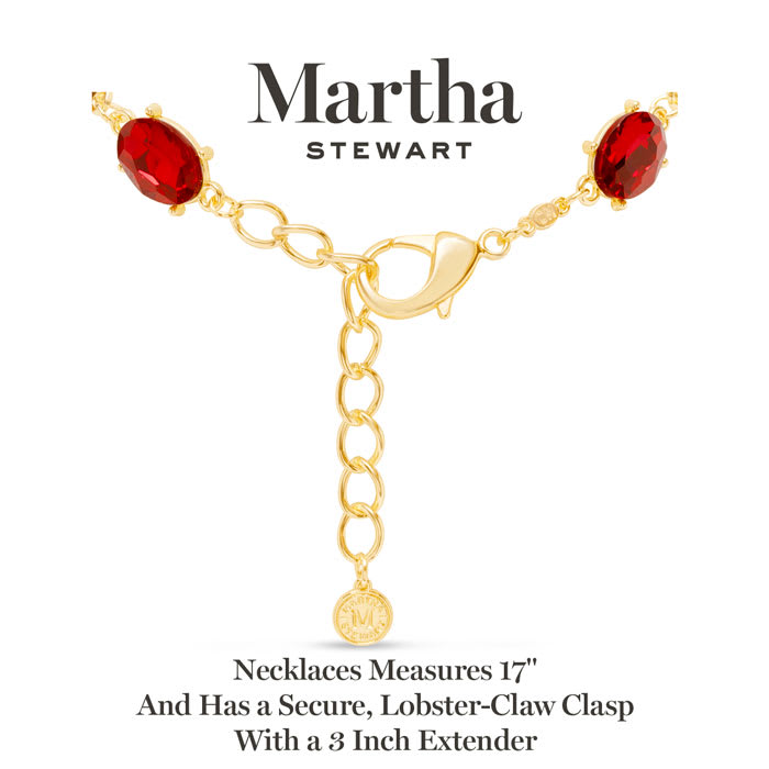 Martha Stewart Oval Crystal Statement Necklace, Red