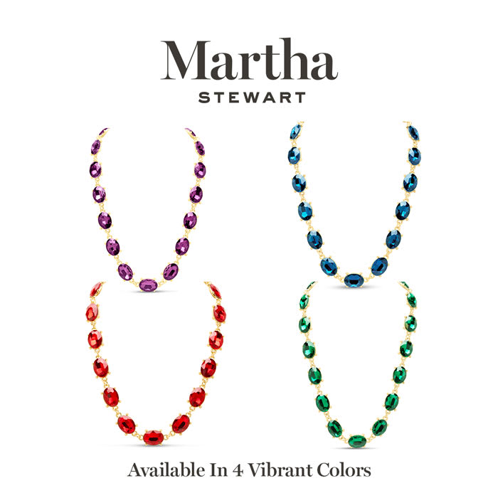 Martha Stewart Oval Crystal Statement Necklace, Green