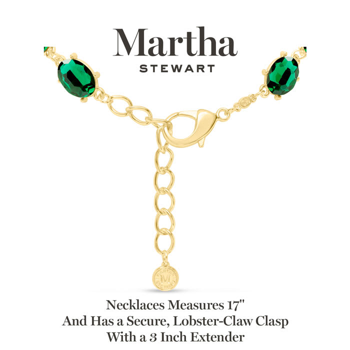 Martha Stewart Oval Crystal Statement Necklace, Green