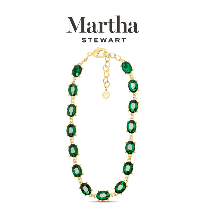 Martha Stewart Oval Crystal Statement Necklace, Green