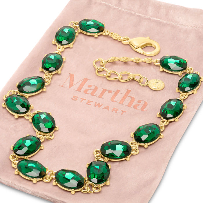 Martha Stewart Oval Crystal Statement Necklace, Green