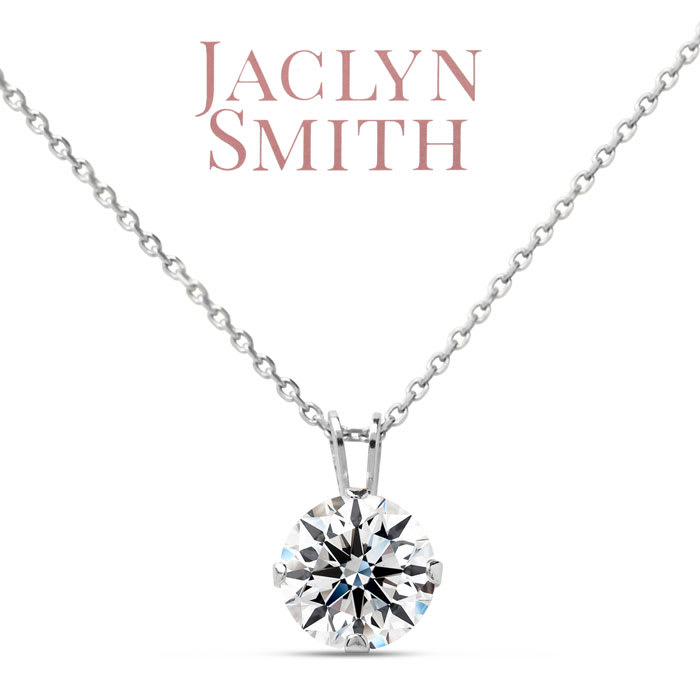 Jaclyn Smith 1/4 Carat Moissanite Solitaire Necklace In White Gold With Free Chain