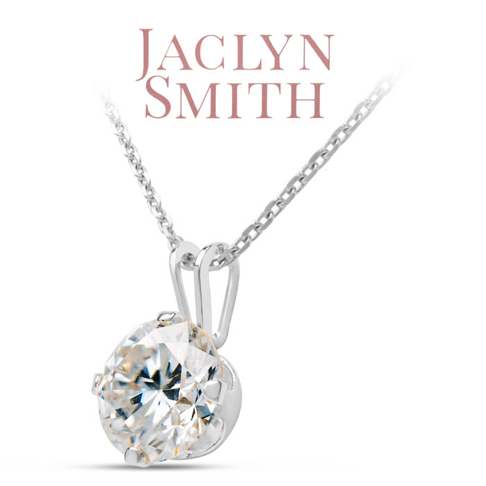 Jaclyn Smith 1/4 Carat Moissanite Solitaire Necklace In White Gold With Free Chain