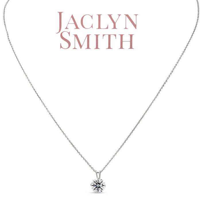 Jaclyn Smith 1/4 Carat Moissanite Solitaire Necklace In White Gold With Free Chain