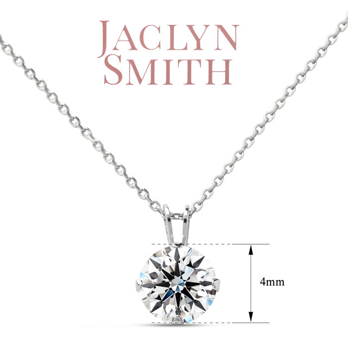Jaclyn Smith 1/4 Carat Moissanite Solitaire Necklace In White Gold With Free Chain