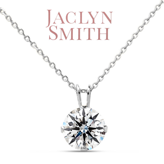 Jaclyn Smith 1/2 Carat Moissanite Solitaire Necklace In White Gold With Free Chain