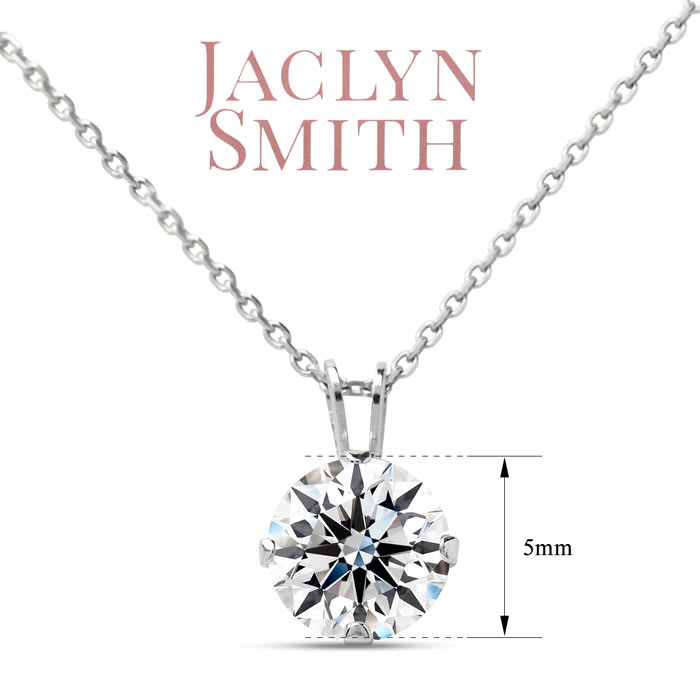 Jaclyn Smith 1/2 Carat Moissanite Solitaire Necklace In White Gold With Free Chain