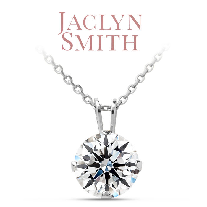 Jaclyn Smith 1 Carat Moissanite Solitaire Necklace In White Gold With Free Chain
