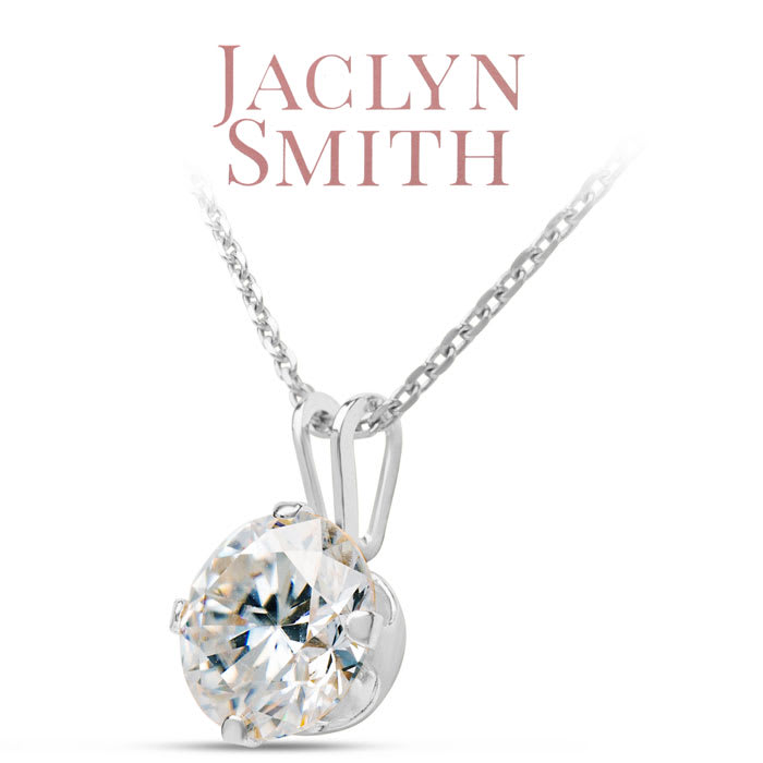 Jaclyn Smith 1 Carat Moissanite Solitaire Necklace In White Gold With Free Chain