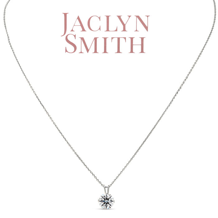 Jaclyn Smith 1 Carat Moissanite Solitaire Necklace In White Gold With Free Chain