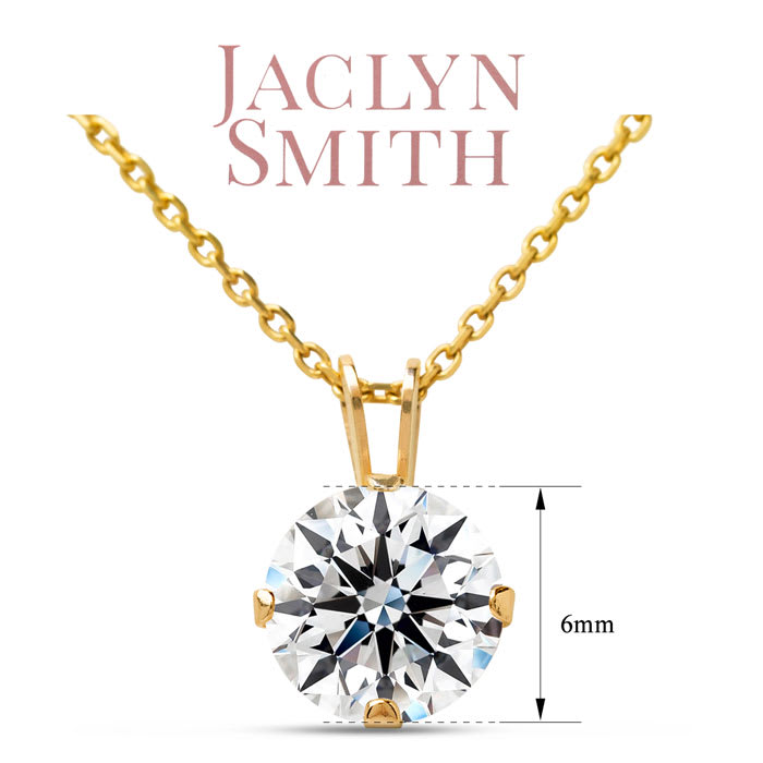 Jaclyn Smith 1 Carat Moissanite Solitaire Necklace In Yellow Gold With Free Chain