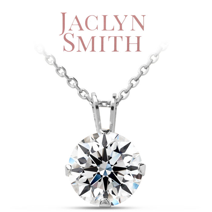 Jaclyn Smith 2 Carat Moissanite Solitaire Necklace In White Gold With Free Chain