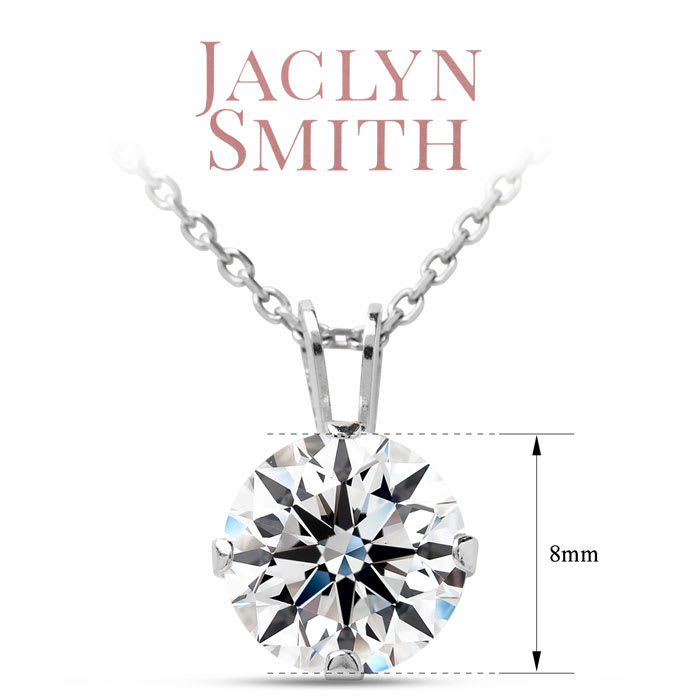 Jaclyn Smith 2 Carat Moissanite Solitaire Necklace In White Gold With Free Chain