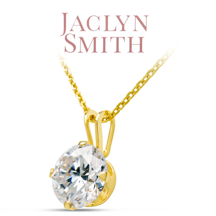 Jaclyn Smith 2 Carat Moissanite Solitaire Necklace In Yellow Gold