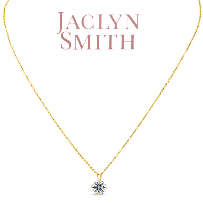 Jaclyn Smith 2 Carat Moissanite Solitaire Necklace In Yellow Gold