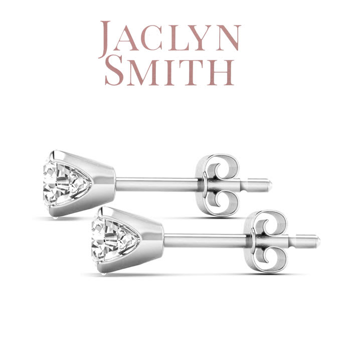 Jaclyn Smith 2 Carat Moissanite Stud Earrings In White Gold 