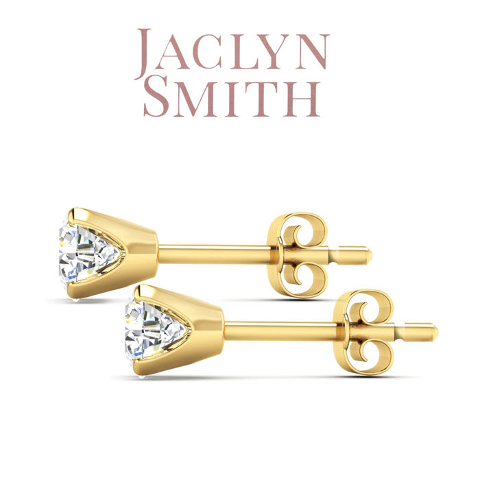 Jaclyn Smith 2 Carat Moissanite Stud Earrings In Yellow Gold 