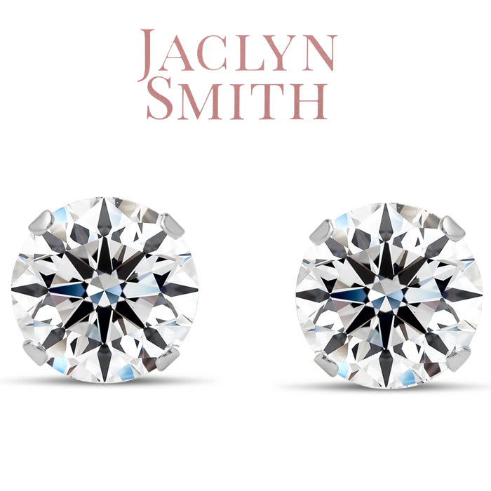 Jaclyn Smith 4 Carat Moissanite Stud Earrings In White Gold. Big, Fiery, Fabulous! 