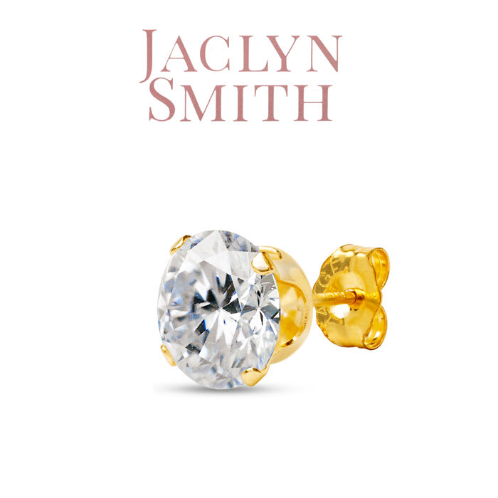 Jaclyn Smith 4 Carat Moissanite Stud Earrings In Yellow Gold. Big, Fiery, Fabulous! 
