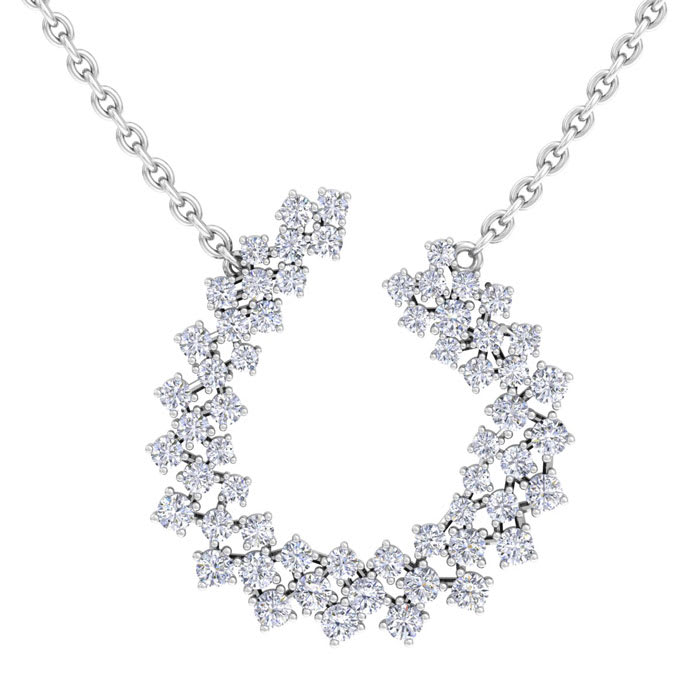 2 Carat Lab Grown Diamond Statement Necklace In Sterling Silver, 18 Inches