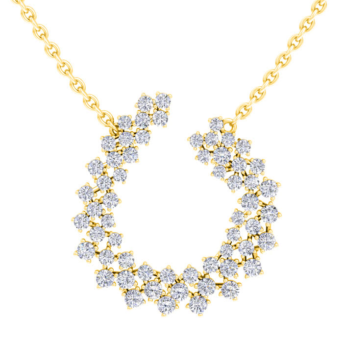 2 Carat Lab Grown Diamond Statement Necklace In Yellow Gold, 18 Inches