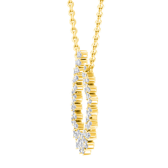 2 Carat Lab Grown Diamond Statement Necklace In Yellow Gold, 18 Inches