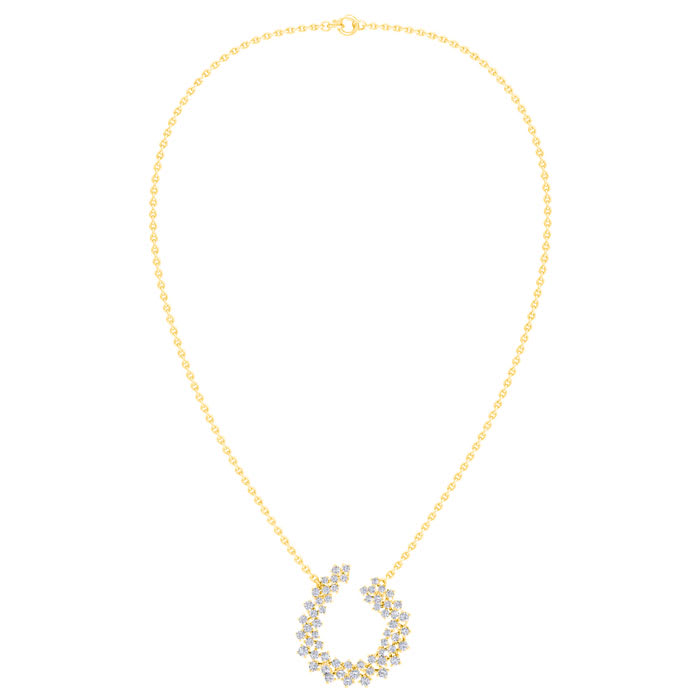 2 Carat Lab Grown Diamond Statement Necklace In Yellow Gold, 18 Inches