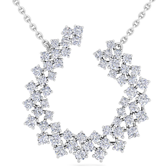 4 Carat Lab Grown Diamond Statement Necklace In Sterling Silver, 18 Inches