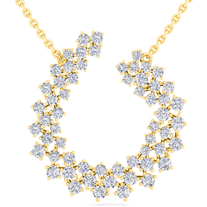 4 Carat Lab Grown Diamond Statement Necklace In Yellow Gold, 18 Inches
