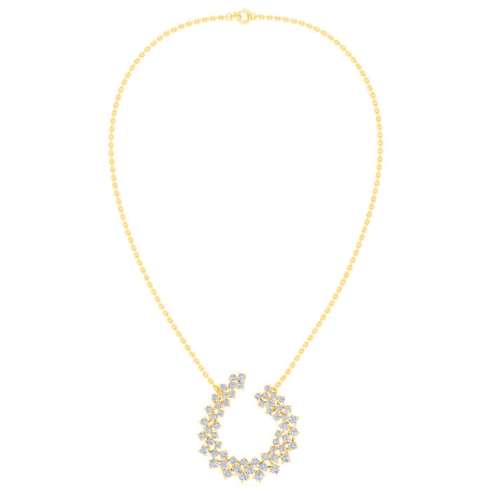 4 Carat Lab Grown Diamond Statement Necklace In Yellow Gold, 18 Inches