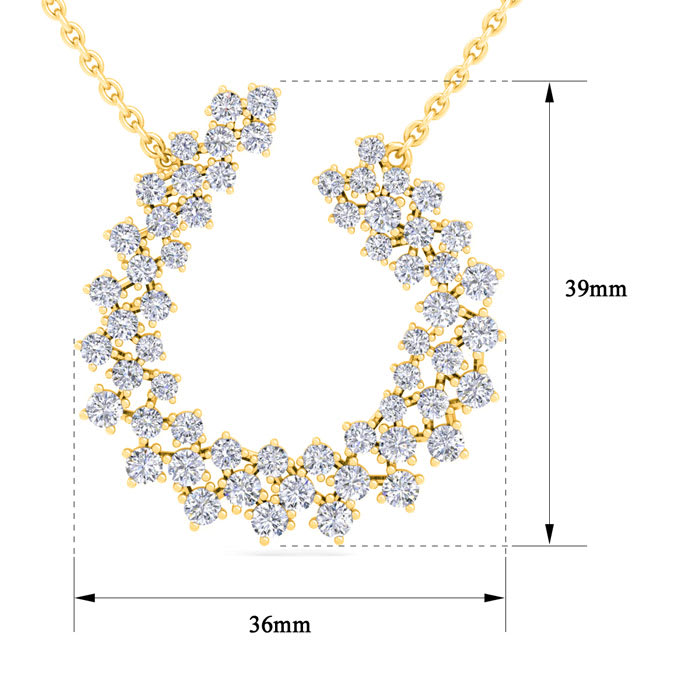 4 Carat Lab Grown Diamond Statement Necklace In Yellow Gold, 18 Inches